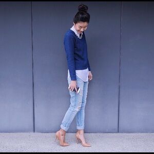 Quilted indigo sweatshirt